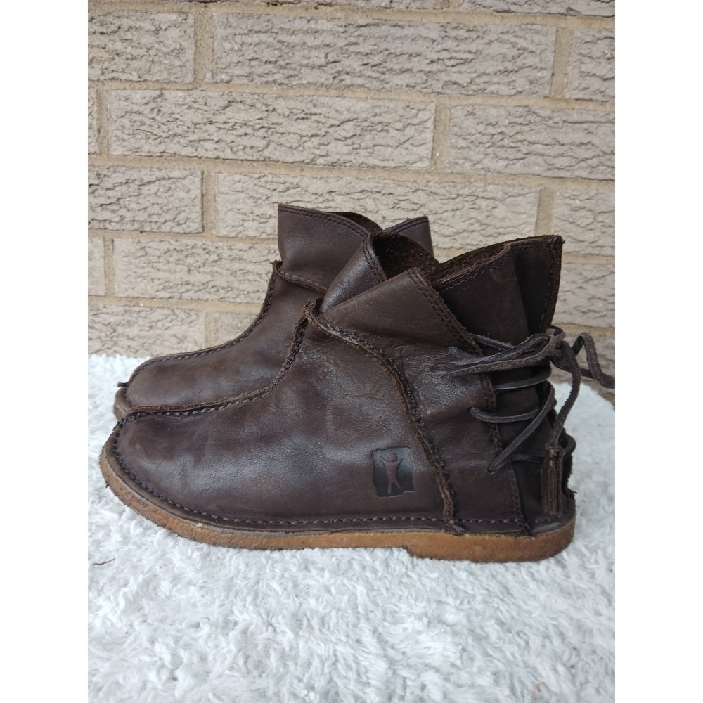 Baffin Women's Indie Pure Brown Leather Lace-up Booties Sz 7 Tassel Boho Western
